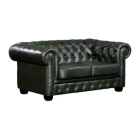 Canapé chesterfield 2 places BRENTON 100% cuir de buffle - Vert empire