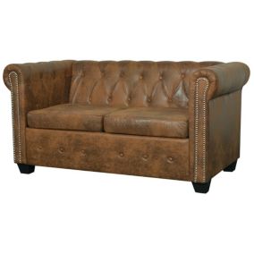 Canapé Chesterfield 2 places cuir artificiel marron vidaXL