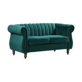 Canapé chesterfield 2 places en velours vert émeraude TRUMBO