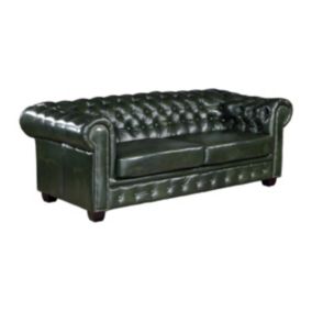 Canapé chesterfield 3 places BRENTON 100% cuir de buffle - Vert empire