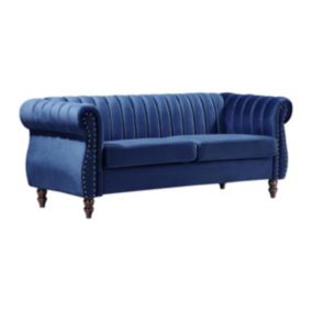 Canapé chesterfield 3 places en velours bleu roi TRUMBO