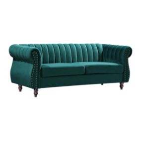 Canapé chesterfield 3 places en velours vert émeraude TRUMBO