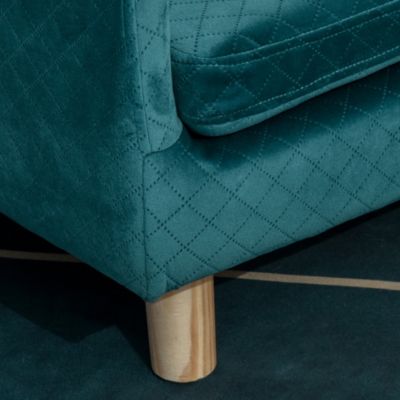 Canapé chien lit pour chien design scandinave coussin moelleux pieds bois massif dim. 64 x 45 x 36 cm velours bleu canard