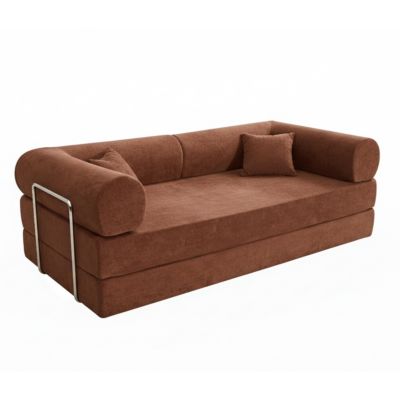Canapé convertible 2 places en tissu coussins modulable 204 cm brique  Oviala