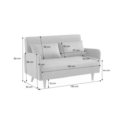 Canapé convertible 2 places scandinave - Panam - pieds bois. bouclettes crème. banquette. dossier inclinable