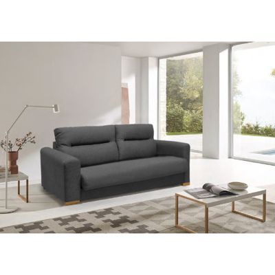 Canapé convertible 2p tissu gris anthracite couchage 140x190 cm - VIGO