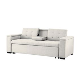Canapé convertible 3 places en tissu beige - NOHO