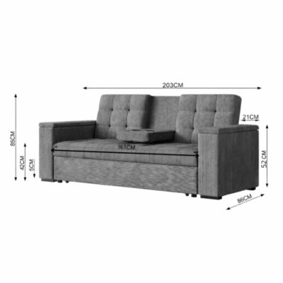 Canapé convertible 3 places en tissu beige NOHO
