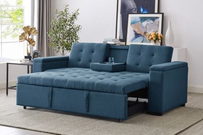 Canapé convertible 3 places en tissu bleu pétrole NOHO
