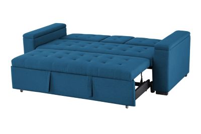 Canapé convertible 3 places en tissu bleu pétrole NOHO