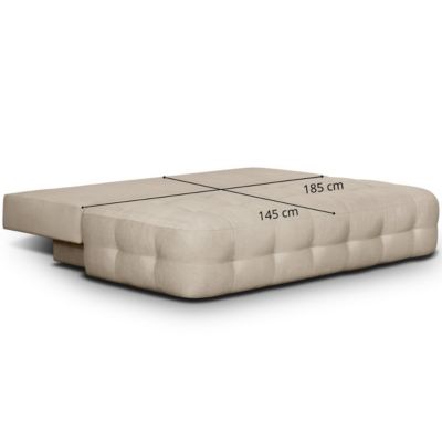Canapé convertible 3 places en tissu chenille beige - Léo