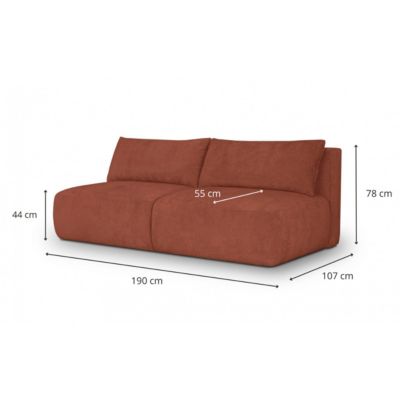 Canapé convertible 3 places en tissu chenille terracotta - Jasper