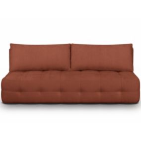 Canapé convertible 3 places en tissu chenille terracotta - Léo