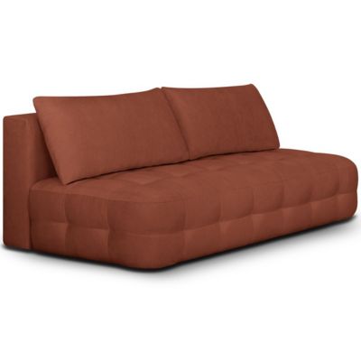 Canapé convertible 3 places en tissu chenille terracotta - Léo