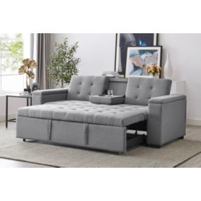 Canapé convertible 3 places en tissu gris clair - NOHO