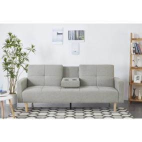Canapé convertible 3 places en tissu gris - OSLO