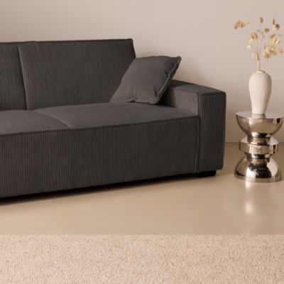 Canapé convertible 3 places gris foncé velours côtelé L 231 x P 96.5 x H 80cm