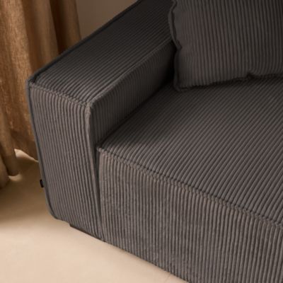 Canapé convertible 3 places gris foncé velours côtelé L 231 x P 96.5 x H 80cm