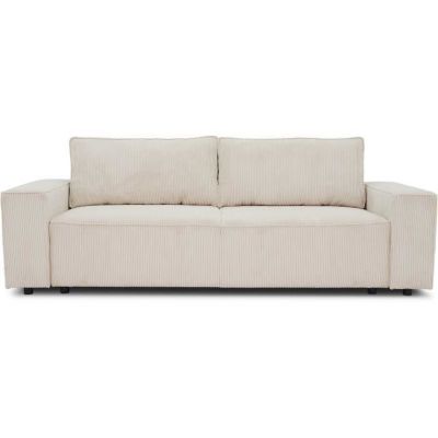 Canapé convertible 3 places JOSH - Tissu Zoom Perle - Coffre de rangement - L 197 x P 117 x H 65 cm