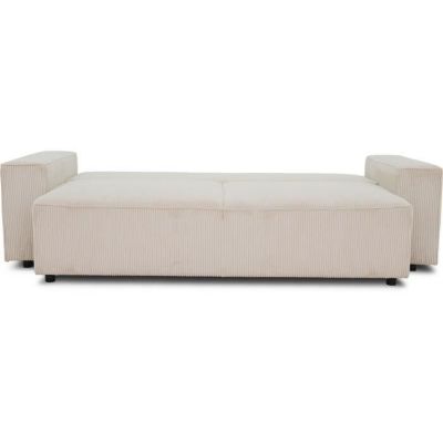 Canapé convertible 3 places JOSH - Tissu Zoom Perle - Coffre de rangement - L 197 x P 117 x H 65 cm