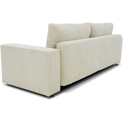 Canapé convertible 3 places JOSH - Tissu Zoom Perle - Coffre de rangement - L 197 x P 117 x H 65 cm