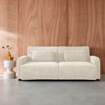 Canapé convertible 3 places tissu blanc cassé L 211 x P 92 x 85cm  - Dany