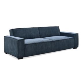 Canapé Convertible 3 Places Velours "Dudley" 230cm Bleu