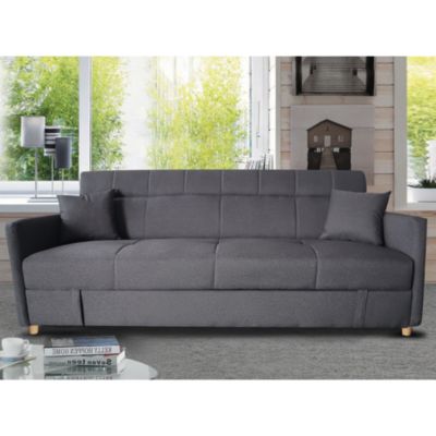 Canapé convertible avec coffre en tissu gris foncé 3 places ADARE