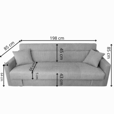 Canapé convertible avec coffre en tissu gris foncé 3 places ADARE