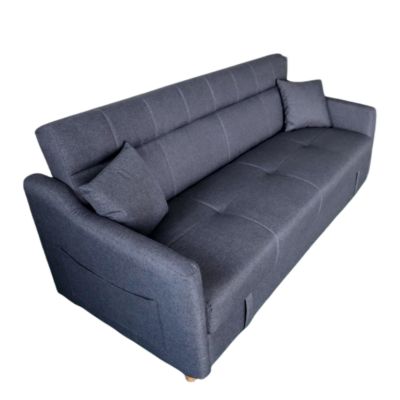 Canapé convertible avec coffre en tissu gris foncé 3 places ADARE
