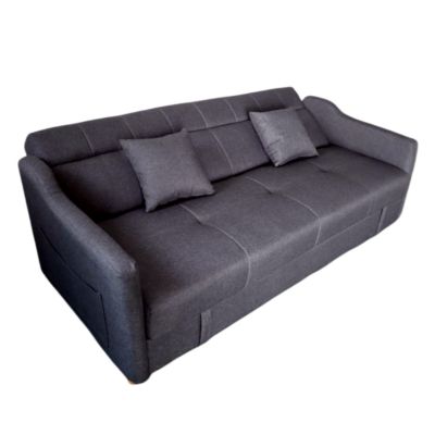 Canapé convertible avec coffre en tissu gris foncé 3 places ADARE