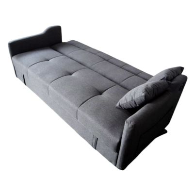 Canapé convertible avec coffre en tissu gris foncé 3 places ADARE