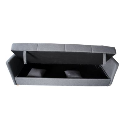 Canapé convertible avec coffre en tissu gris foncé 3 places ADARE
