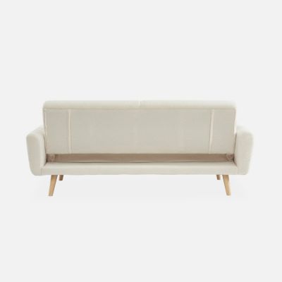 Canapé convertible à bouclettes crème - Oskar - 2 - 3 places scandinave ...