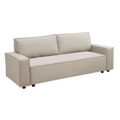 Canapé convertible en tissu 3 places beige L 220 cm   Oviala