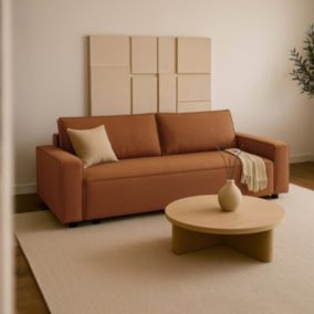 Canapé convertible en tissu 3 places terracotta  Oviala