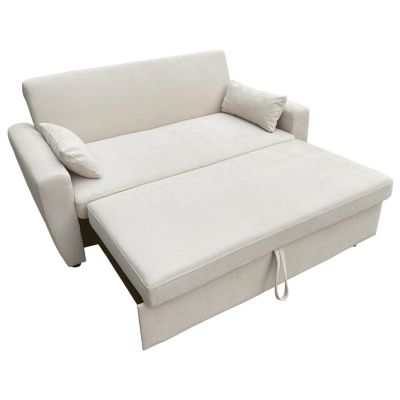 Canapé convertible en velours côtelé beige 2 places MATT - HAPPY GARDEN
