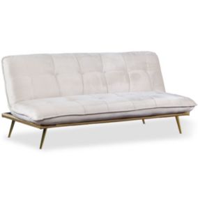 Canapé Convertible en Velours "Floran" 182cm Beige