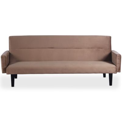 Canapé Convertible en Velours "Romeo" 182cm Taupe