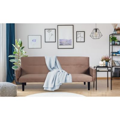 Canapé Convertible en Velours "Romeo" 182cm Taupe