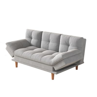 Canapé convertible et modulable 3 places en tissu gris clair KALMAR