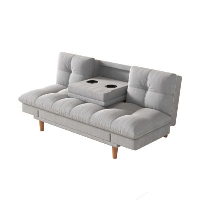 Canapé convertible et modulable 3 places en tissu gris clair KALMAR