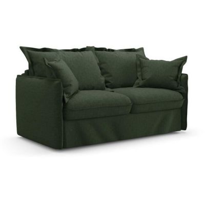 Canapé convertible express - 3 places - MYKONOS - Tissu Vert - 185 x 104 x 90 cm - MONDO