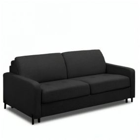 Canapé convertible EXPRESS BELLECOUR couchage 160 cm matelas 16 cm pieds métal noir microtweed enjoy lux noir ITALIAN SPIRIT