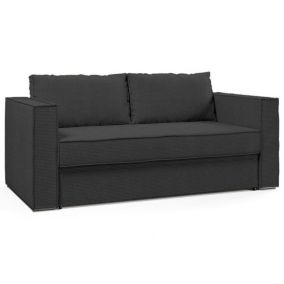 Canapé convertible EXPRESS IBIZA couchage 140 cm matelas 16 cm sommier lattes velours cotelé zoom graphite ITALIAN SPIRIT