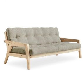 Canapé convertible futon GRAB pin naturel tissu lin couchage 130 cm. KARUP