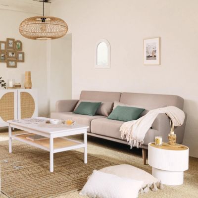 Canapé convertible Jack 3 places beige - Atmosphera