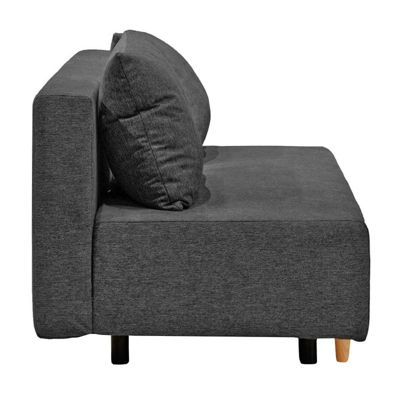 Canapé convertible L. 200 cm tissu doux gris foncé et capitonné - DORY