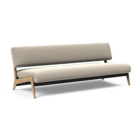 Canapé convertible Lit de repos NOLIS  piétement Chêne laqué  tissu Bouclé Beige  INNOVATION