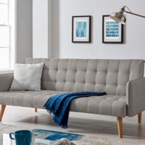 Canapé convertible scandinave 3 places en tissu gris - SVEG